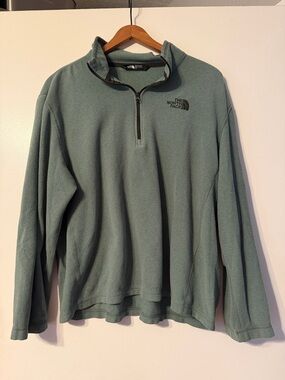 The North Face Men's Sage Green 1/4-Zip Fleece Pullover size Large
